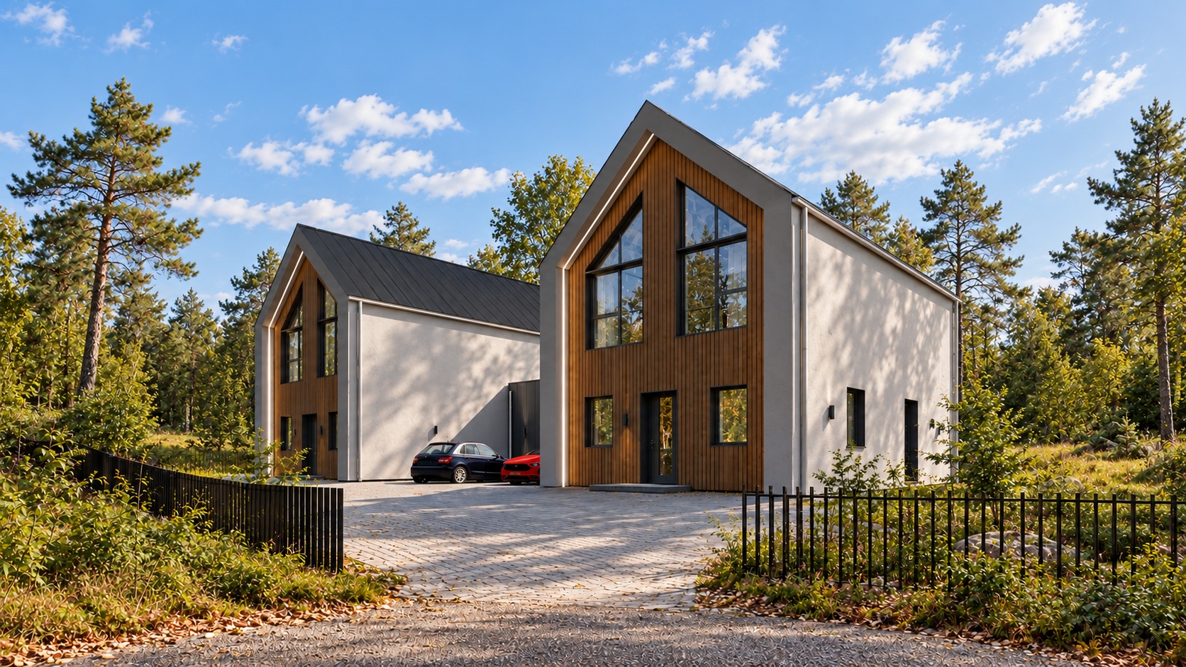 Architekto suprojektuotas įvažiavimo pusės vaizdas